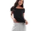 Hollister Off Shoulder Relaxed T-shirt In Black For Women -Hollister Shop 207894168 1 black