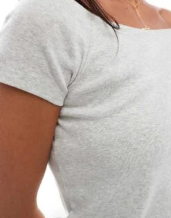 Hollister Off Shoulder Relaxed T-shirt In Grey For Women -Hollister Shop 207894169 4