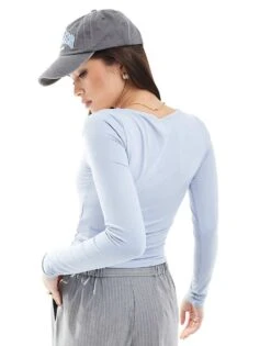 Hollister Square Neck Long Sleeve Top In Blue For Women -Hollister Shop 207894214 4