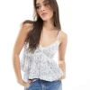 Hollister Cami Strap Handkerchief Hem Top In Blue Floral For Women Multi