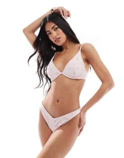 Hollister High Leg Cheeky Bottom Co-ord In Pale Lilac Floral Print For Women Multi -Hollister Shop 207894281 4