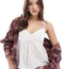 Hollister Textured Cami Strap Babydoll Swing Top In White For Women -Hollister Shop 207894282 1 white