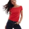 Hollister Off Shoulder Relaxed T-shirt In Red For Women -Hollister Shop 207894360 1 red