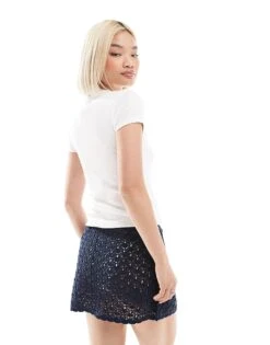 Hollister Low Rise Crochet Mini Skirt In Black For Women -Hollister Shop 207894417 4