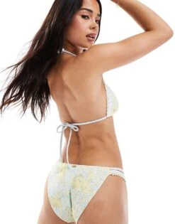 Hollister Crochet & Print Mix String Bikini Top Co-ord In Yellow Floral Print For Women Multi -Hollister Shop 207894423 4