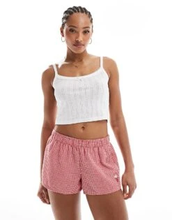 Hollister Nightwear Low Rise Baggy Flannel Boxer Short With Logo Waistband In Red Heart Print For Women -Hollister Shop 207894439 1 red 1