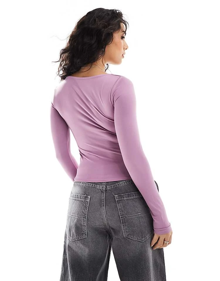 Hollister Square Neck Long Sleeve Top In Purple For Women 4 Hollister Square Neck Long Sleeve Top In Purple For Women - Image 2