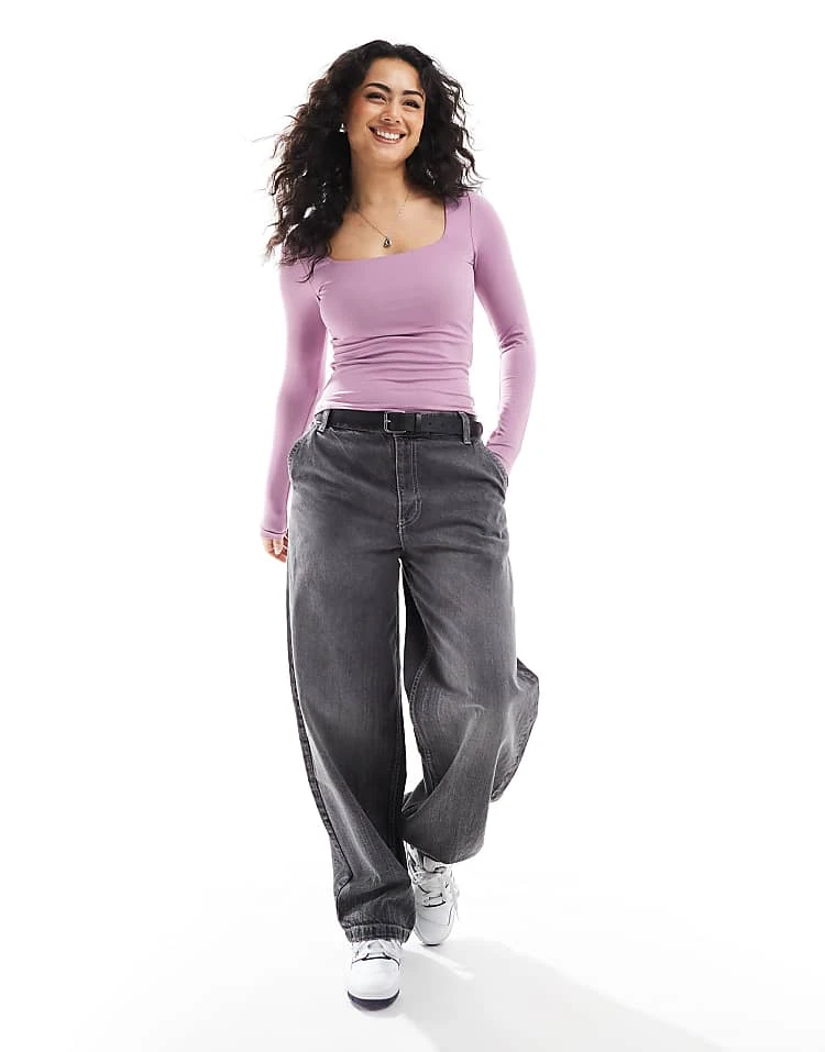 Hollister Square Neck Long Sleeve Top In Purple For Women 6 Hollister Square Neck Long Sleeve Top In Purple For Women - Image 4