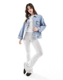 Hollister Oversized Denim Jacket In Light Blue For Women -Hollister Shop 207894492 1 lightblue 1