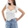 Hollister Frilly Sleeve Babydoll Top In Blue Floral For Women Multi -Hollister Shop 207894507 1 multi