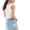 Hollister Applique Low Rise Denim Mini Skirt In Light Wash For Women Grey -Hollister Shop 207894617 1 grey