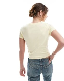 Hollister Crew Neck T-shirt In Lemon For Women -Hollister Shop 207894634 4