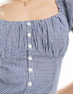 Hollister Slim Button Through Puff Sleeve Top In Blue For Women -Hollister Shop 207894637 3