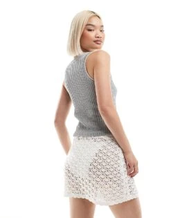 Hollister Low Rise Crochet Mini Skirt In White For Women -Hollister Shop 207894650 4