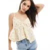 Hollister Cami Strap Handkerchief Hem Top In Yellow Floral For Women -Hollister Shop 207894692 1 yellow