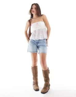 Hollister Sleeveless Crochet Detail Strapless Top In White For Women -Hollister Shop 207894703 3