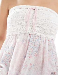 Hollister Sleeveless Crochet Detail Strapless Top In White For Women -Hollister Shop 207894703 4