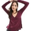 Hollister Long Sleeve Babydoll Pointelle Top In Burgundy For Women Maroon -Hollister Shop 207894730 1 maroon