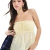 Hollister Sleeveless Crochet Detail Strapless Top In Lemon For Women