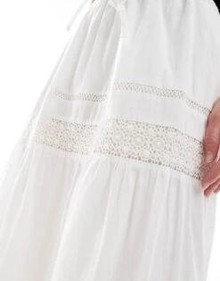 Hollister Lace Insert Maxi Skirt In White For Women -Hollister Shop 207894783 3