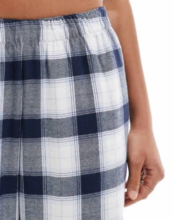 Hollister Nightwear Mid Rise Baggy Flannel Bottom In Blue Check Print For Women Multi -Hollister Shop 207894874 3