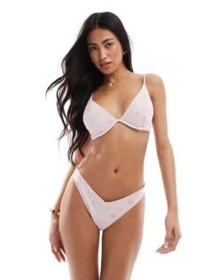 Hollister Underwire Bikini Top Co-ord In Pale Lilac Floral Print For Women Multi