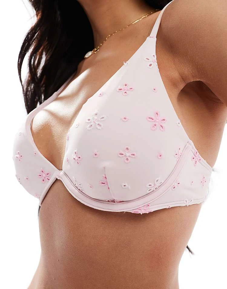 Hollister Underwire Bikini Top Co-ord In Pale Lilac Floral Print For Women Multi 4 Hollister Underwire Bikini Top Co-ord In Pale Lilac Floral Print For Women Multi - Image 2