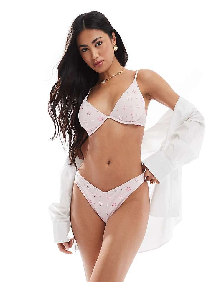 Hollister Underwire Bikini Top Co-ord In Pale Lilac Floral Print For Women Multi 6 Hollister Underwire Bikini Top Co-ord In Pale Lilac Floral Print For Women Multi - Image 4