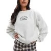 Hollister Script Logo Sweat Top In Grey For Women