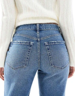 Hollister High Rise Straight Leg Jean In Medium Dark For Women Dark Blue -Hollister Shop 207895685 4