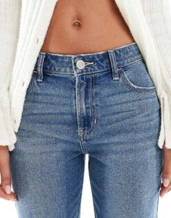 Hollister High Rise Straight Leg Jean In Medium Dark For Women Dark Blue -Hollister Shop 207895685 5