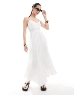Hollister Crochet & Woven Mix Maxi Dress With Hanky Hem In White For Women -Hollister Shop 207895710 1 white 1