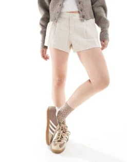 Hollister Low Rise Linen Short In Oatmeal For Women -Hollister Shop 207895719 5