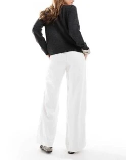 Hollister Low Rise Linen Wide Leg Trouser In White For Women -Hollister Shop 207895737 2