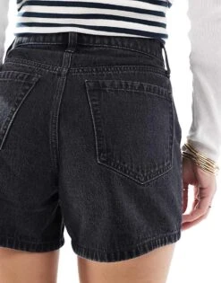 Hollister High Waist Relaxed Denim Short In Washed Black For Women -Hollister Shop 207895764 4