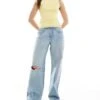 Hollister High Rise Distressed Baggy Jean In Medium Blue For Women -Hollister Shop 207895834 1 mediumblue