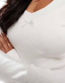 Hollister Long Sleeve Halter Neck Detail Top In Cream For Women -Hollister Shop 207895859 3