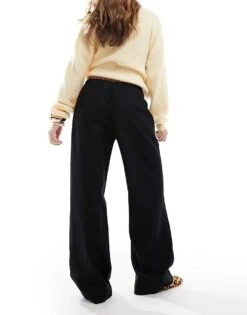 Hollister Pull On Super Baggy Rib Trouser In Black For Women -Hollister Shop 207895862 3