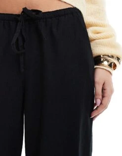 Hollister Pull On Super Baggy Rib Trouser In Black For Women -Hollister Shop 207895862 5
