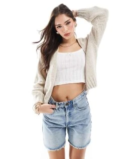 Hollister Relaxed Open Cardi In Oatmeal For Women -Hollister Shop 207895864 1 oatmeal 1