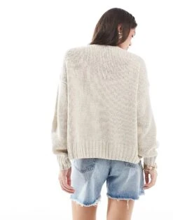 Hollister Relaxed Open Cardi In Oatmeal For Women -Hollister Shop 207895864 4