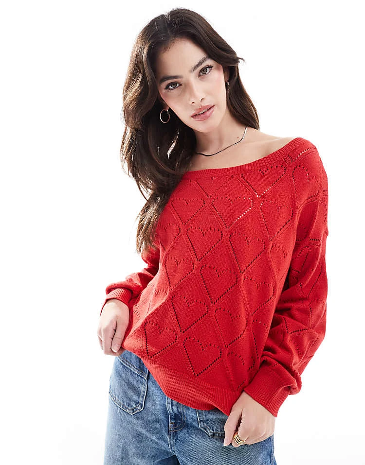 Hollister Off Shoulder Strawberry Motif Jumper In Red For Women 7 Hollister Off Shoulder Strawberry Motif Jumper In Red For Women - Image 5