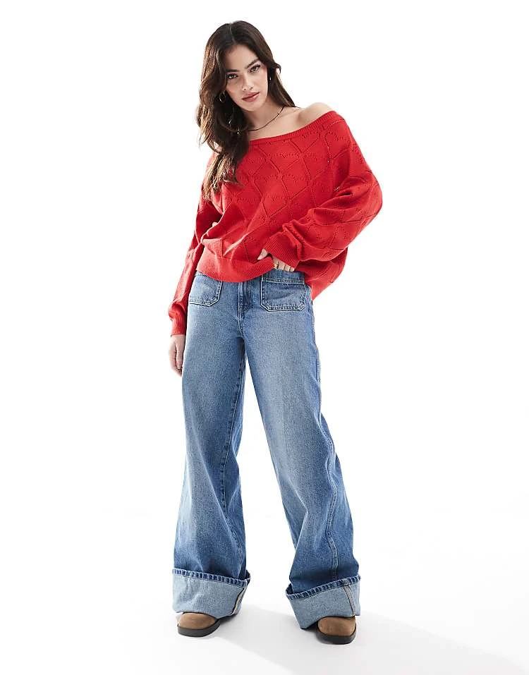 Hollister Off Shoulder Strawberry Motif Jumper In Red For Women 4 Hollister Off Shoulder Strawberry Motif Jumper In Red For Women - Image 2