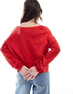 Hollister Off Shoulder Strawberry Motif Jumper In Red For Women 10 Hollister Off Shoulder Strawberry Motif Jumper In Red For Women -Hollister Shop 207895869 4