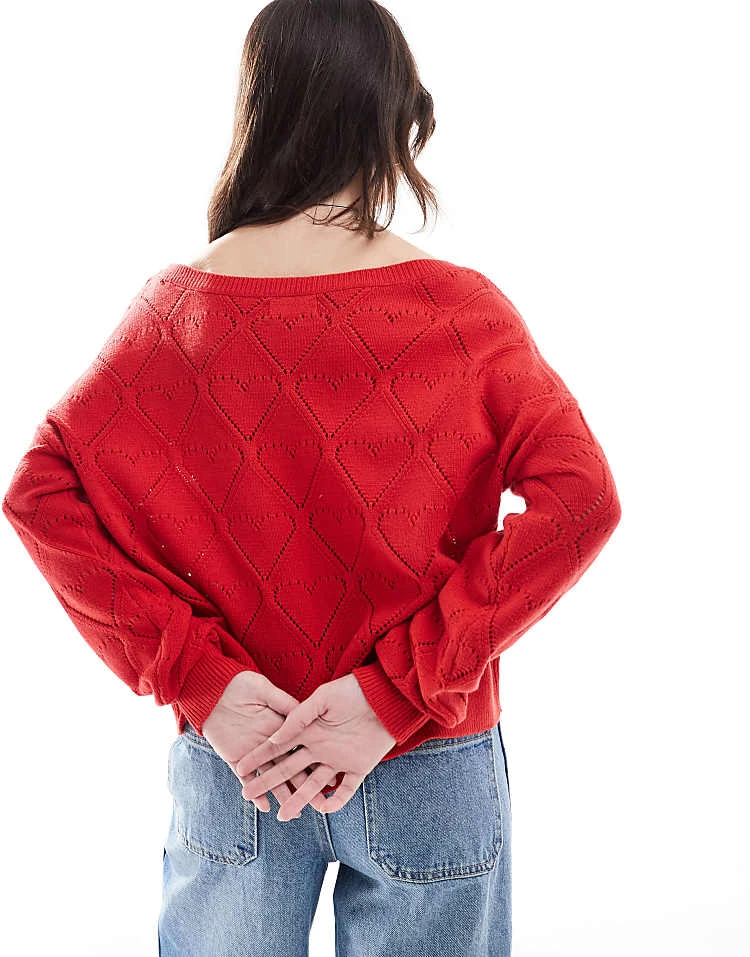 Hollister Off Shoulder Strawberry Motif Jumper In Red For Women 6 Hollister Off Shoulder Strawberry Motif Jumper In Red For Women - Image 4