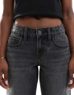 Hollister Low Rise Baggy Jean In Light Washed Black For Women -Hollister Shop 207895896 5