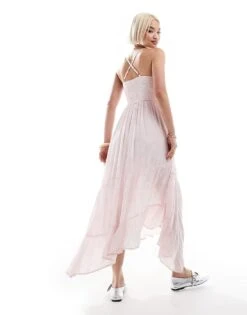 Hollister Crochet & Woven Mix Maxi Dress With Hanky Hem In Pink Swirl Print For Women Multi -Hollister Shop 207895903 4