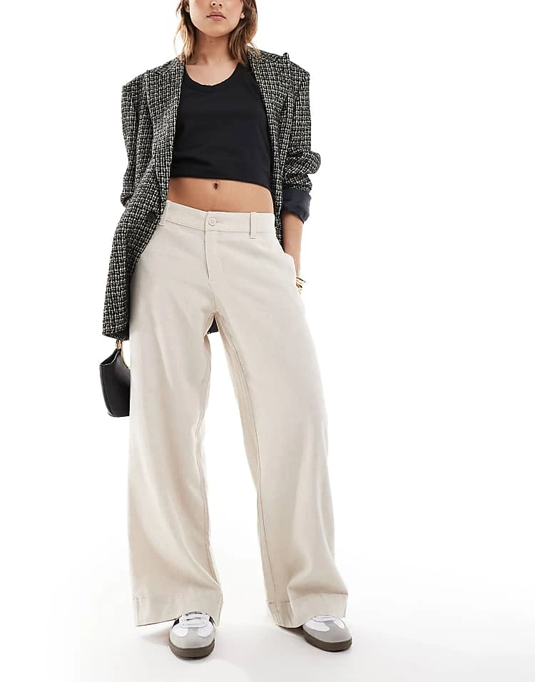 Hollister Low Rise Linen Wide Leg Trouser In Oatmeal For Women 3 Hollister Low Rise Linen Wide Leg Trouser In Oatmeal For Women