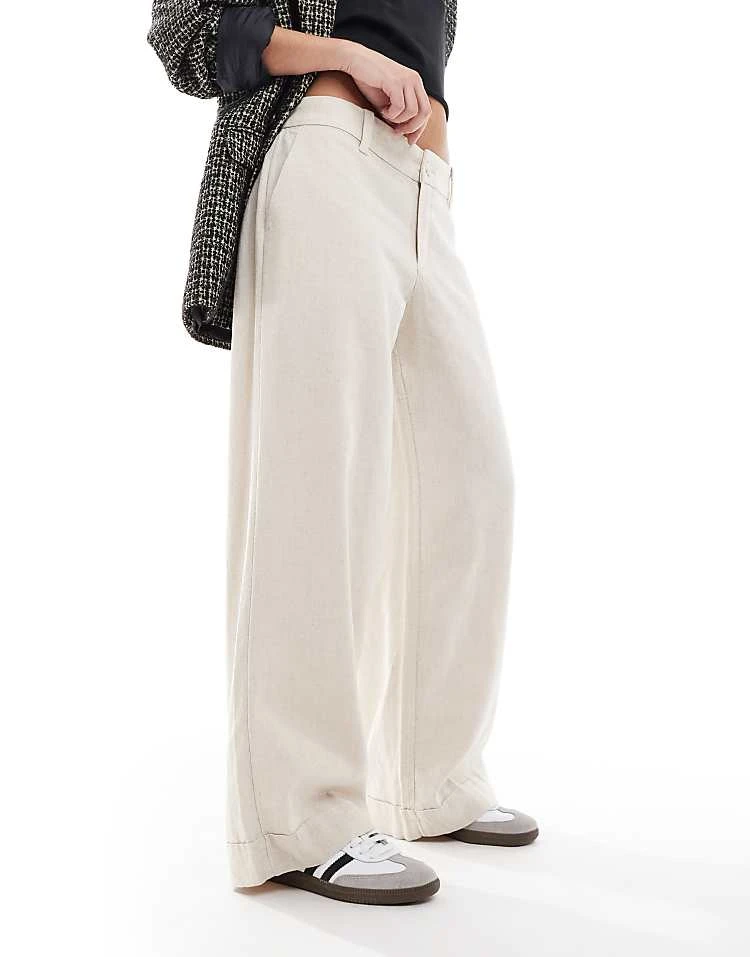 Hollister Low Rise Linen Wide Leg Trouser In Oatmeal For Women 4 Hollister Low Rise Linen Wide Leg Trouser In Oatmeal For Women - Image 2