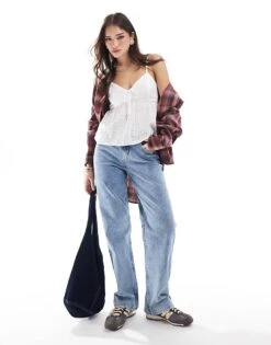 Hollister High Rise Dad Jean In Blue Wash For Women -Hollister Shop 207895939 1 blue 1